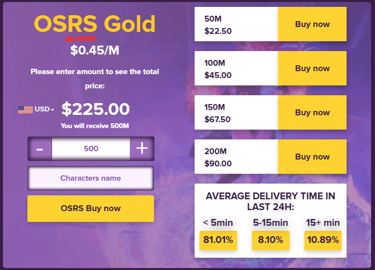 osrs gold price