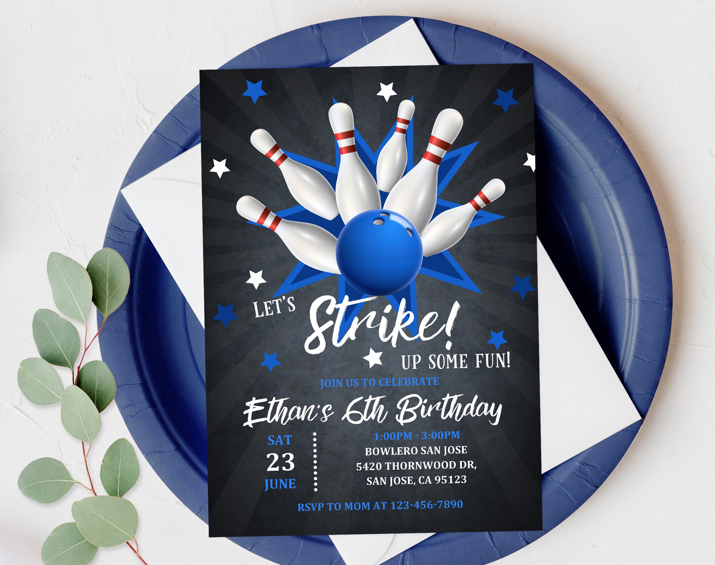 bowling birthday invitation