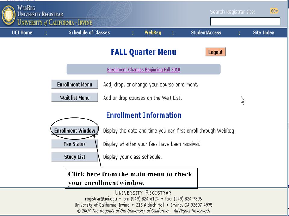 uci enrollment window