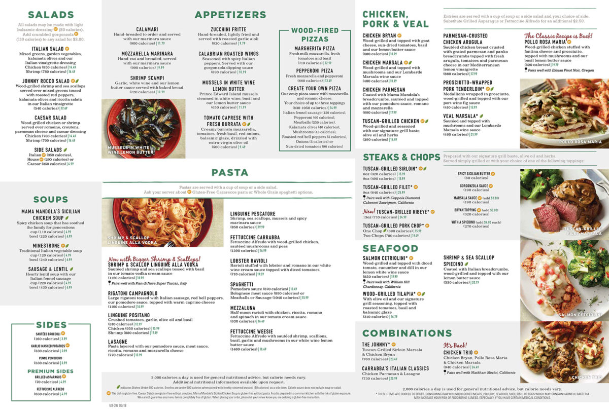 carrabbas location menu