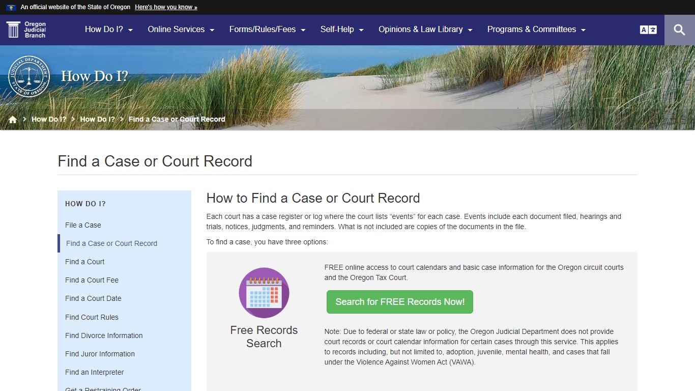 oregon judicial department online records search
