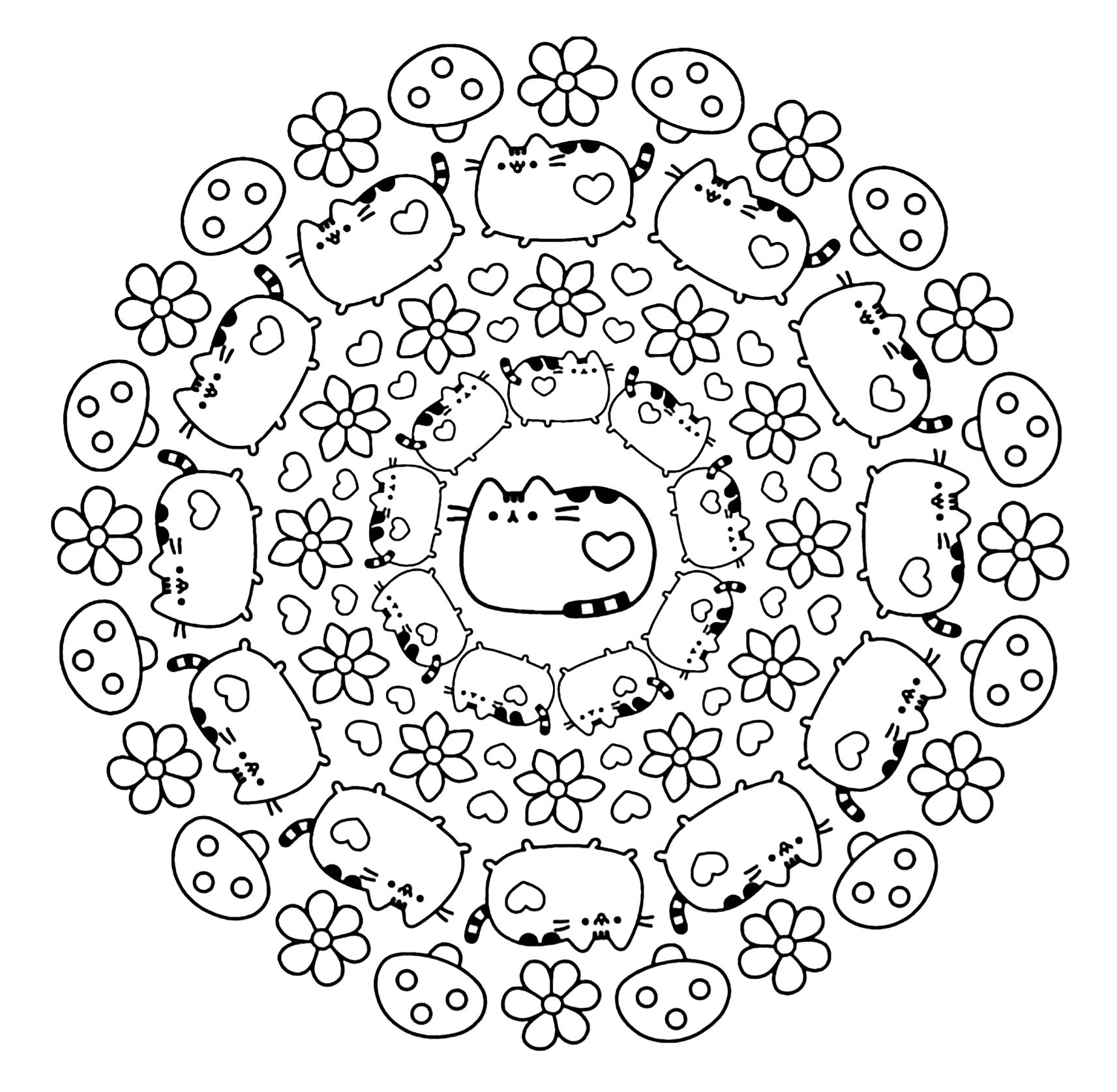 mandala kawaii para colorear