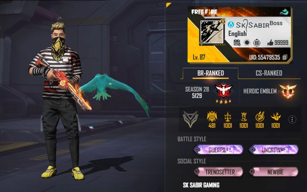 free fire nickname sk sabir boss