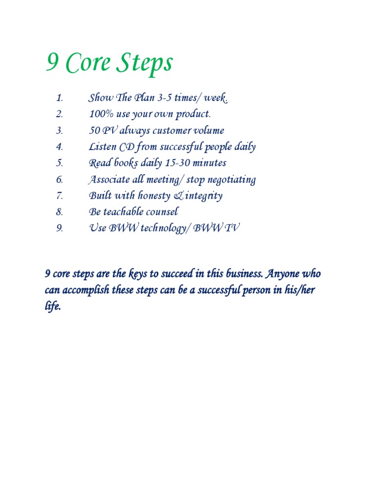 9 core steps amway pdf