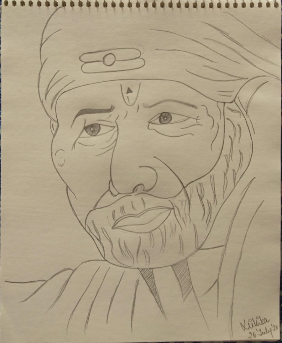 sai baba drawing