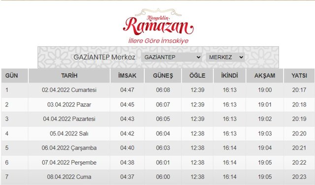 gaziantep ezan vakitleri 2021