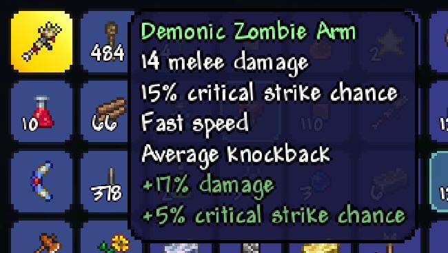 terraria demonic modifier