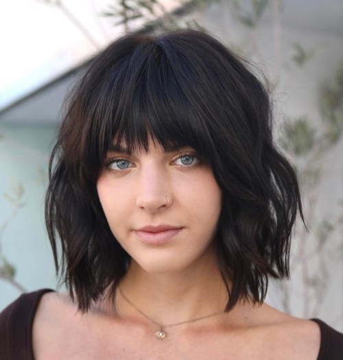 mid length bob with fringe