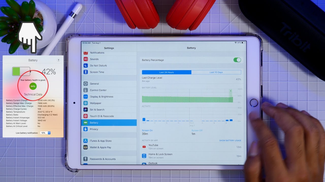 how to see battery health on ipad