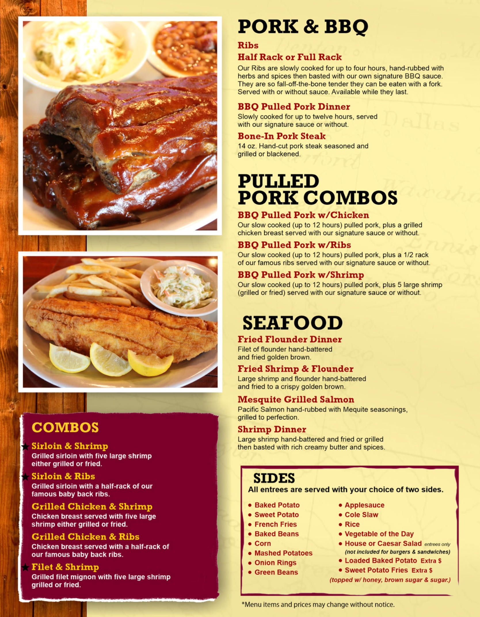 texas road roadhouse menu