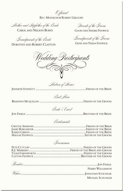 catholic wedding program template without mass