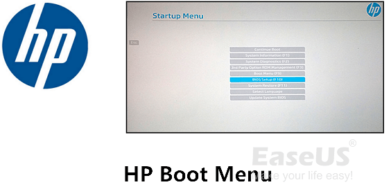 hp boot meny