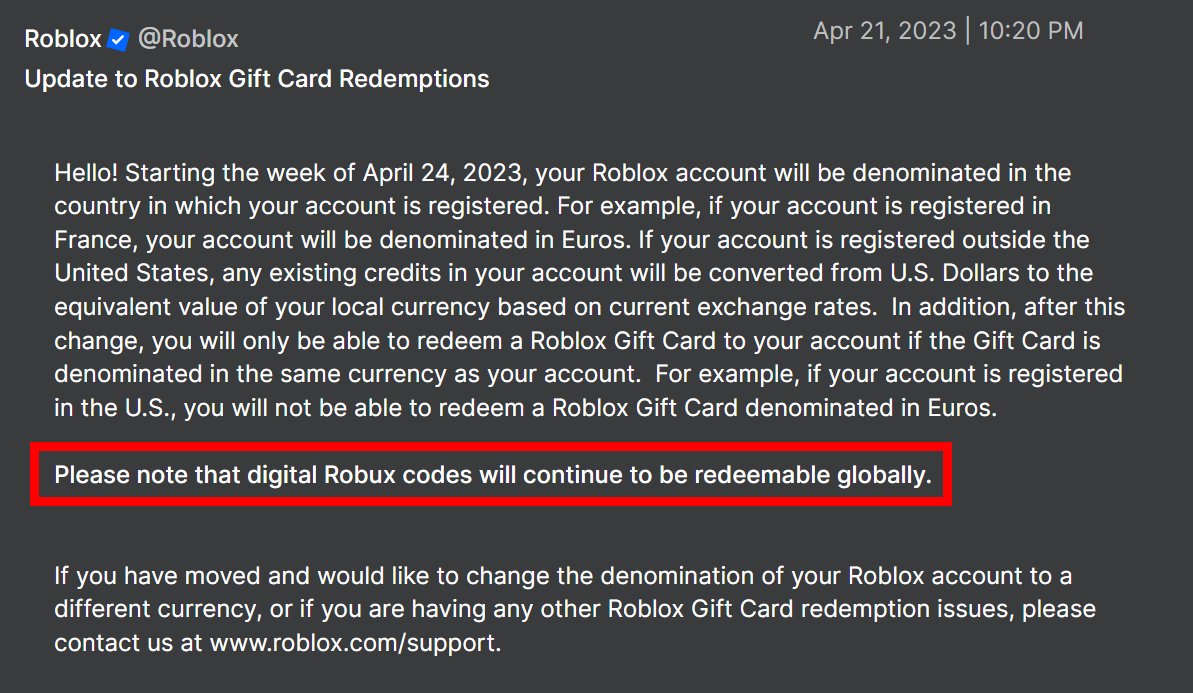 why doesnt my roblox gift card work