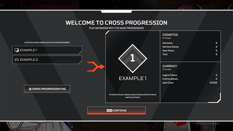 how to do cross progression apex