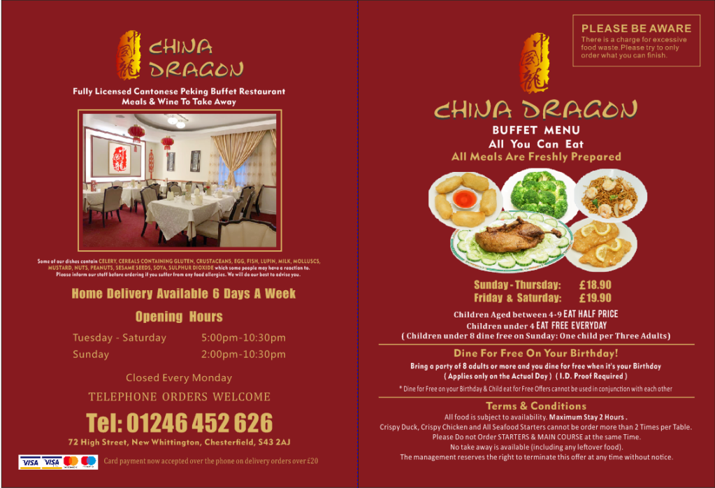 china dragon menu chesterfield