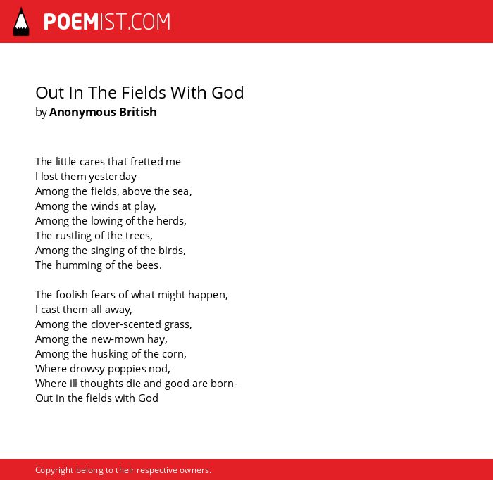 out in the fields with god poem summary