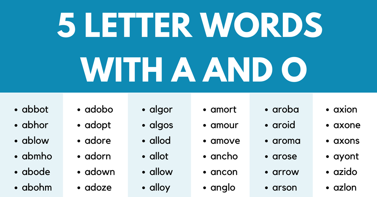 5 letter words containing oa