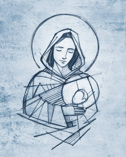 pencil mary mother of jesus drawing