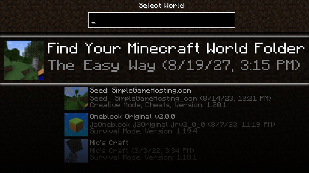 how to find minecraft world folder