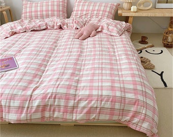 pink plaid comforter