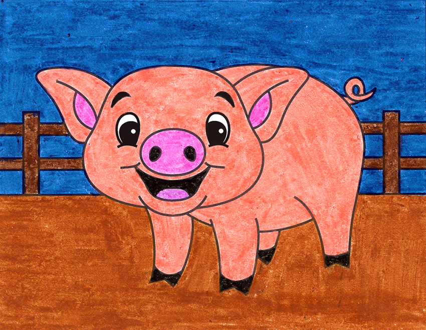 cartoon drawings of pigs