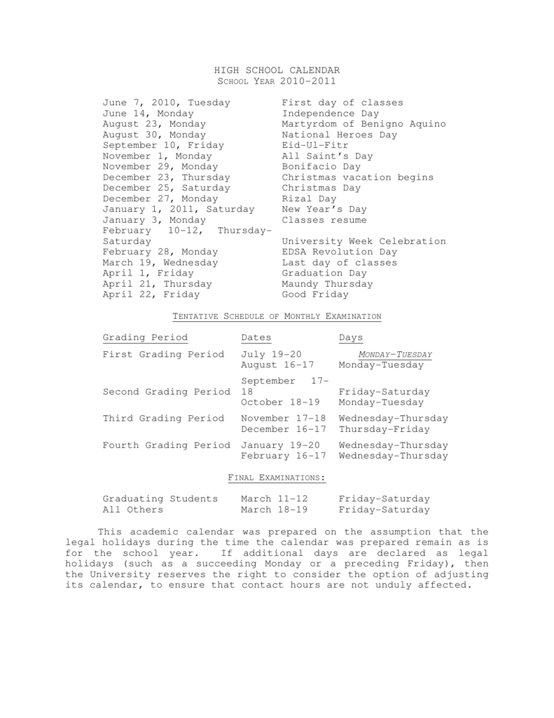 deped school calendar 2010 11