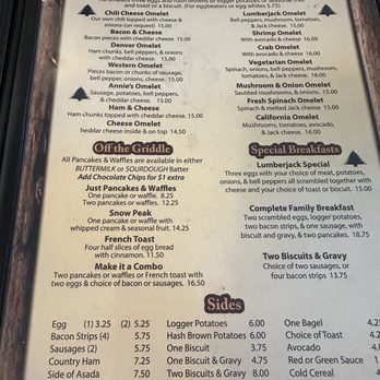 lumberjack cafe menu