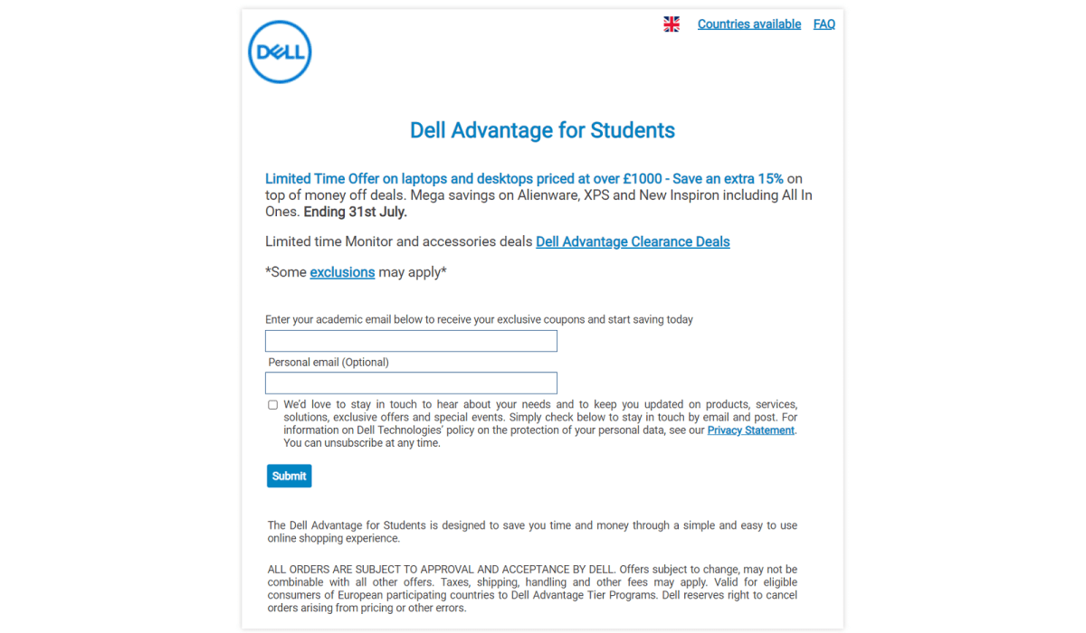 dell student discount code