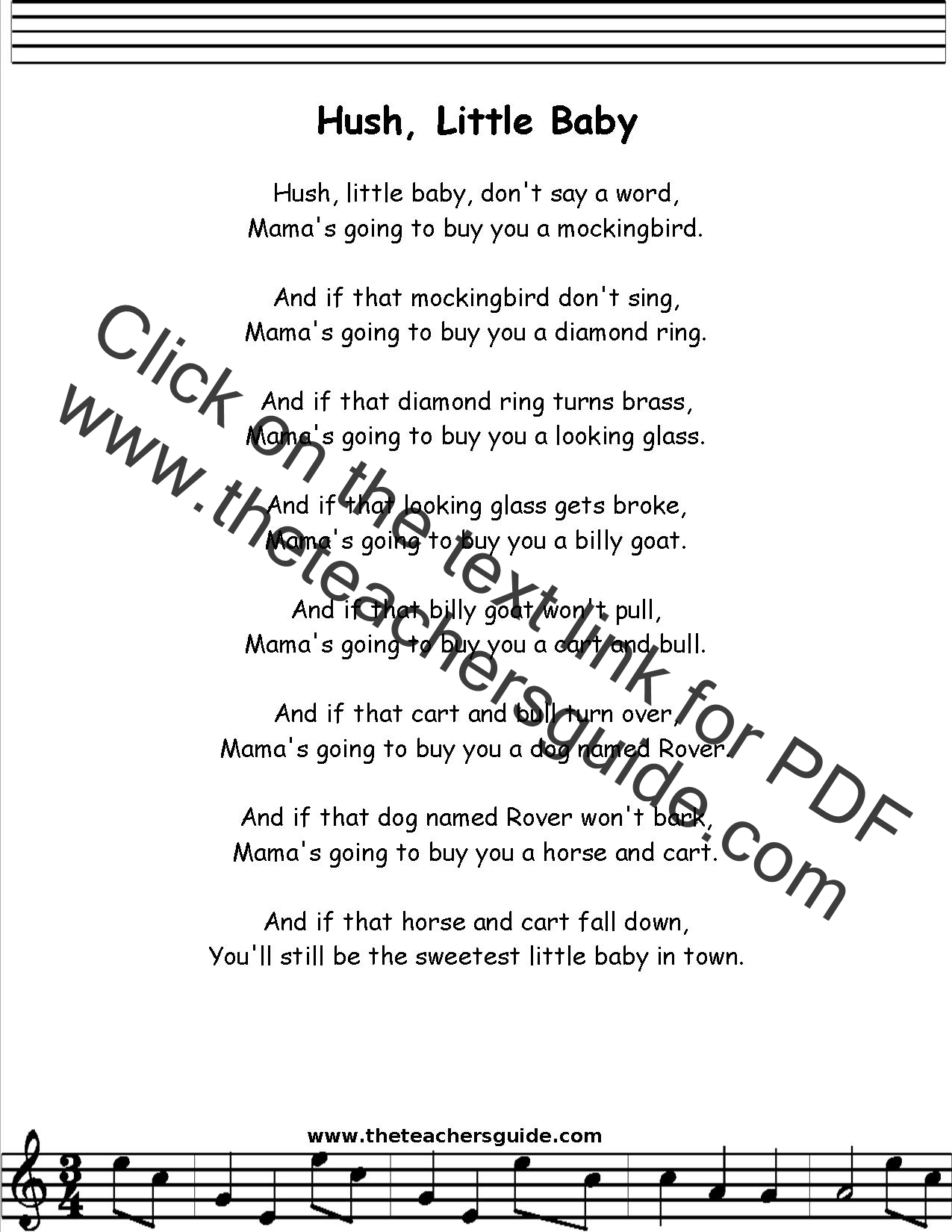 hush little baby dont you cry lyrics