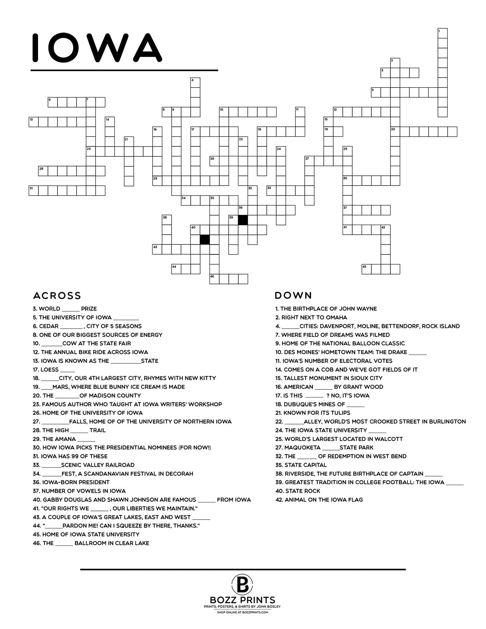 moines iowa crossword