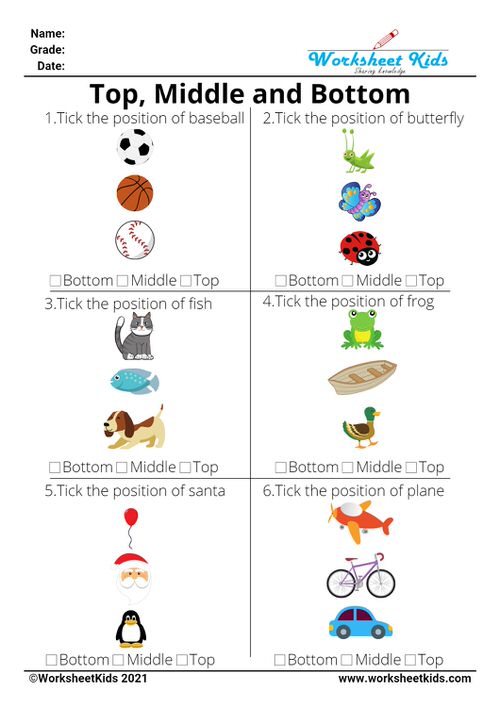 spatial concepts worksheets