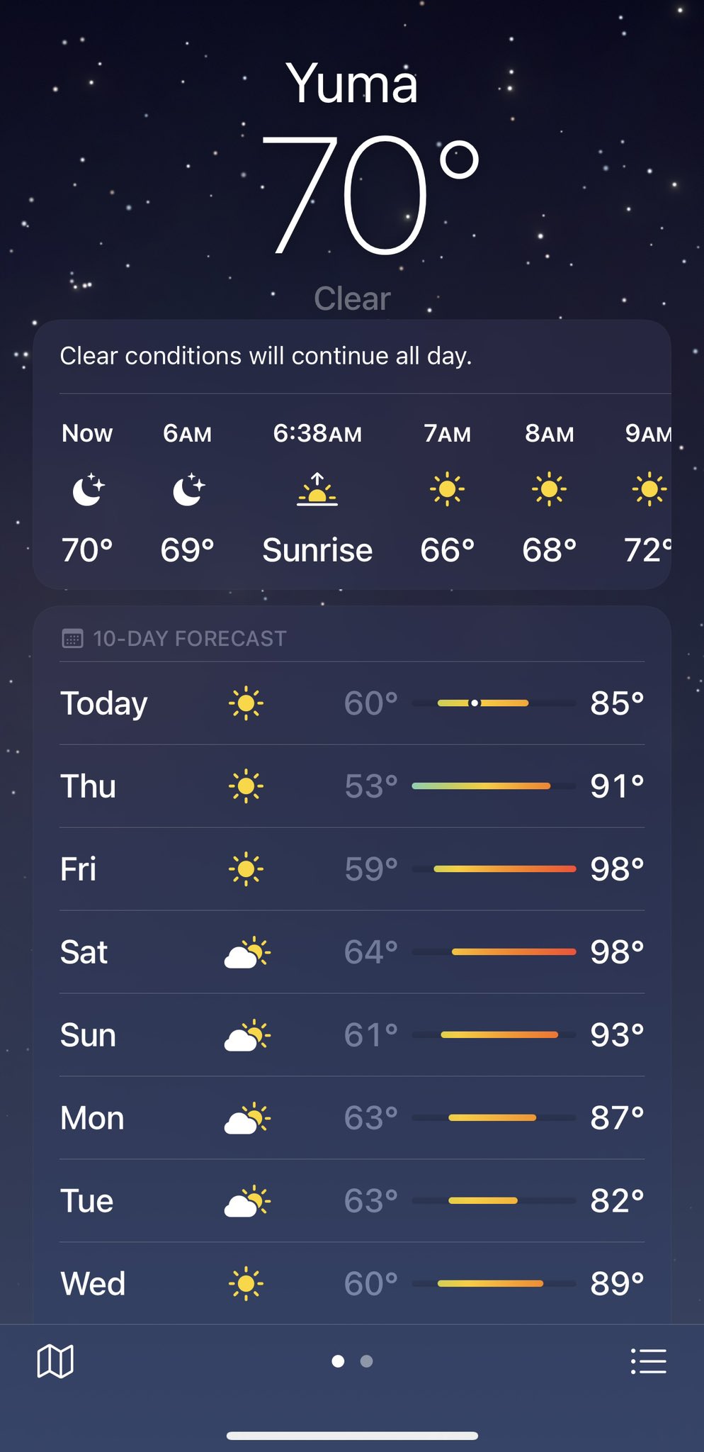 yuma weather 10 day