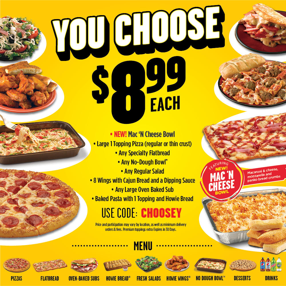 hungry howies menu