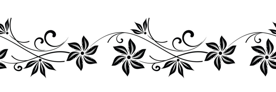 clipart flower border black and white