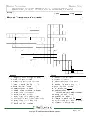 reinforce activity crossword puzzle answers