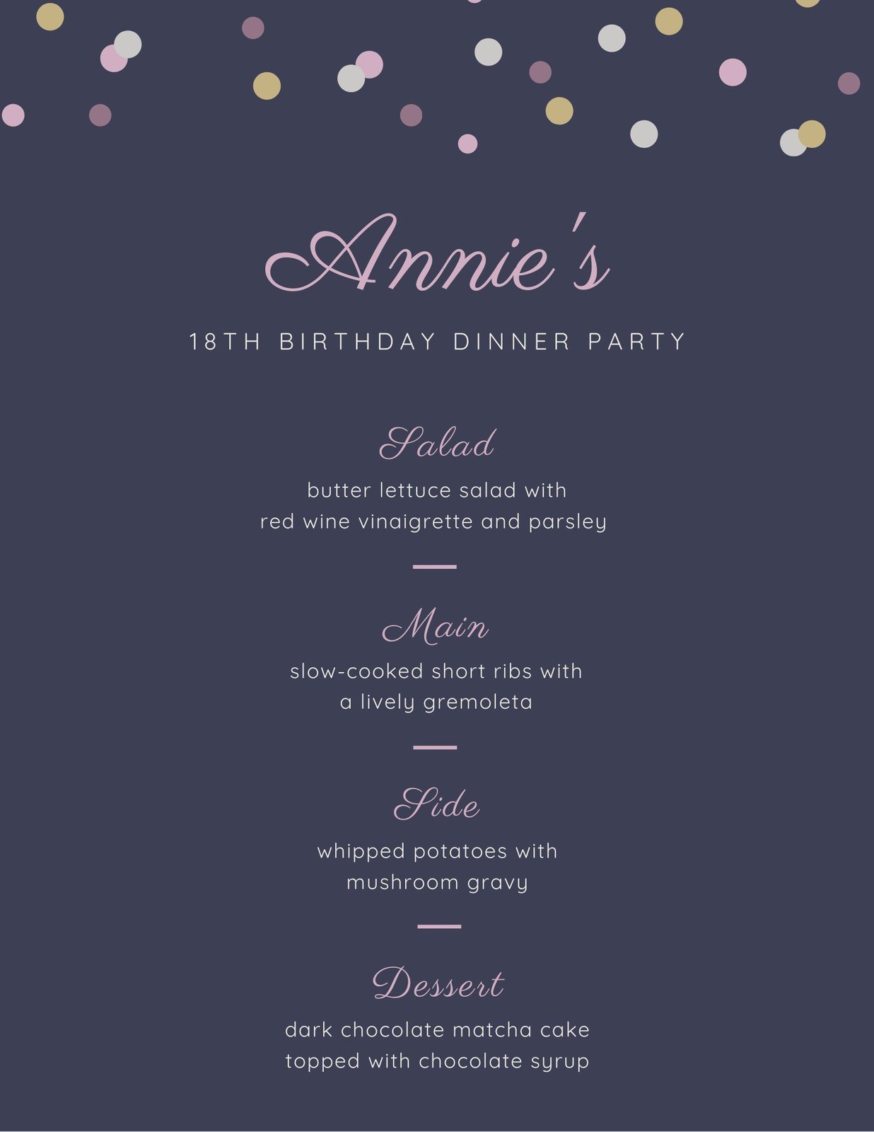 free printable birthday menu templates