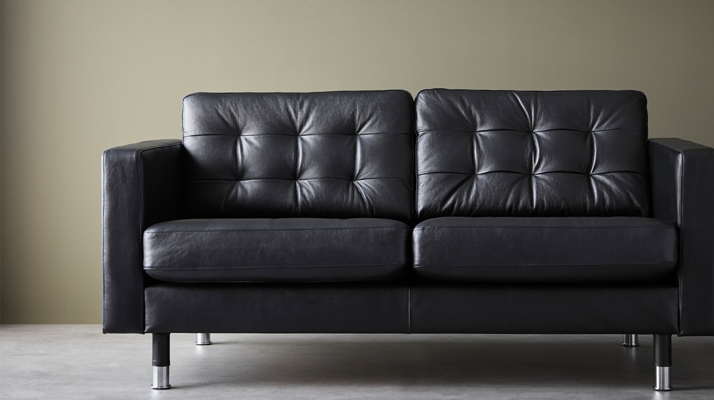 ikea black leather couch