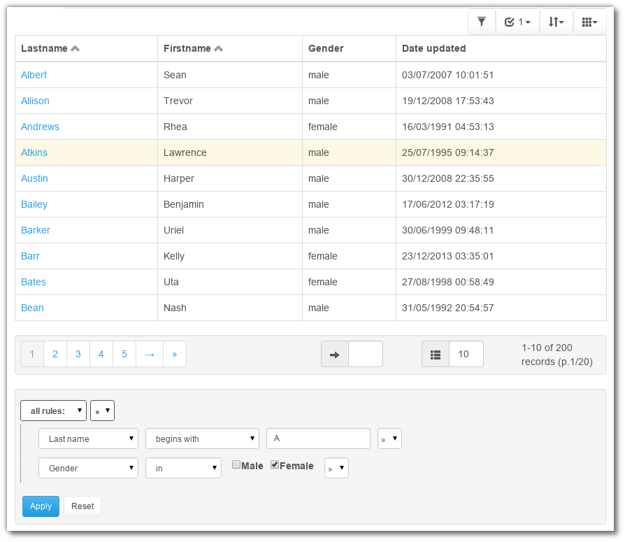 bootstrap datagrid