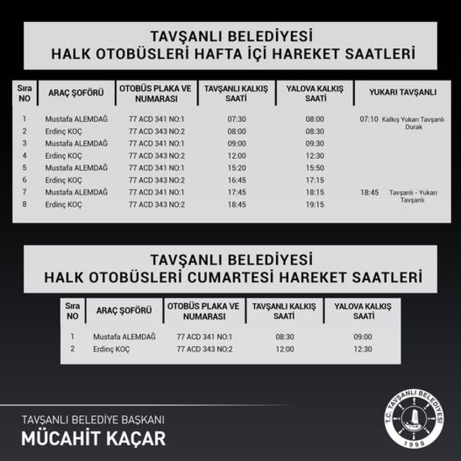 bursa tavşanlı otobüs saatleri