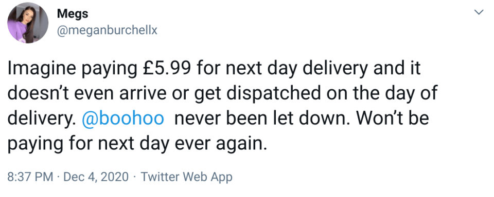 boohoo next day delivery