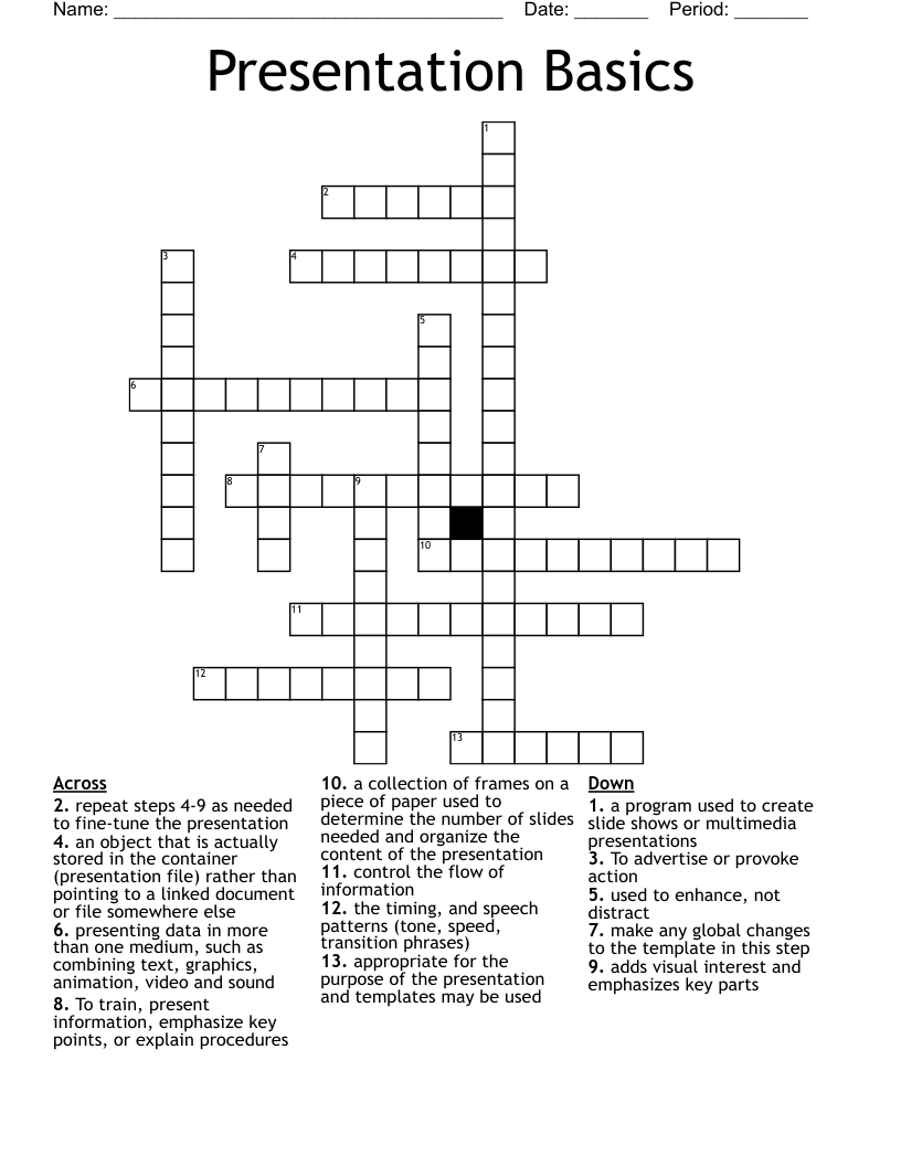 presented crossword