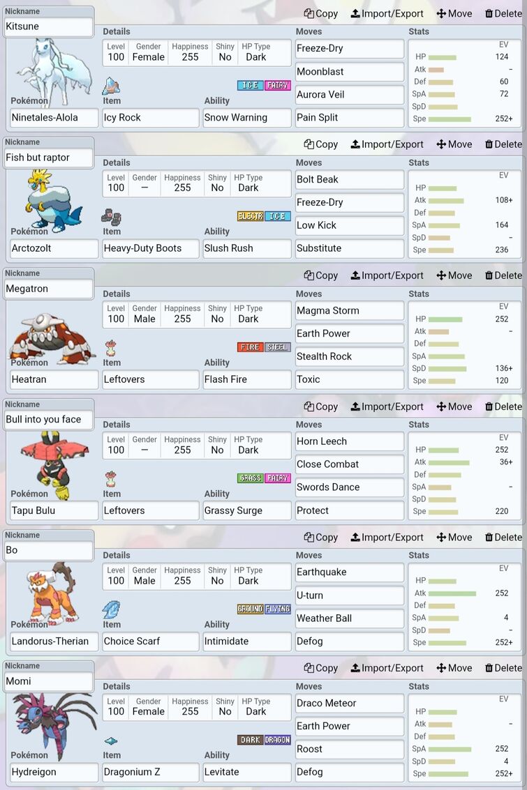 teams pokemon showdown