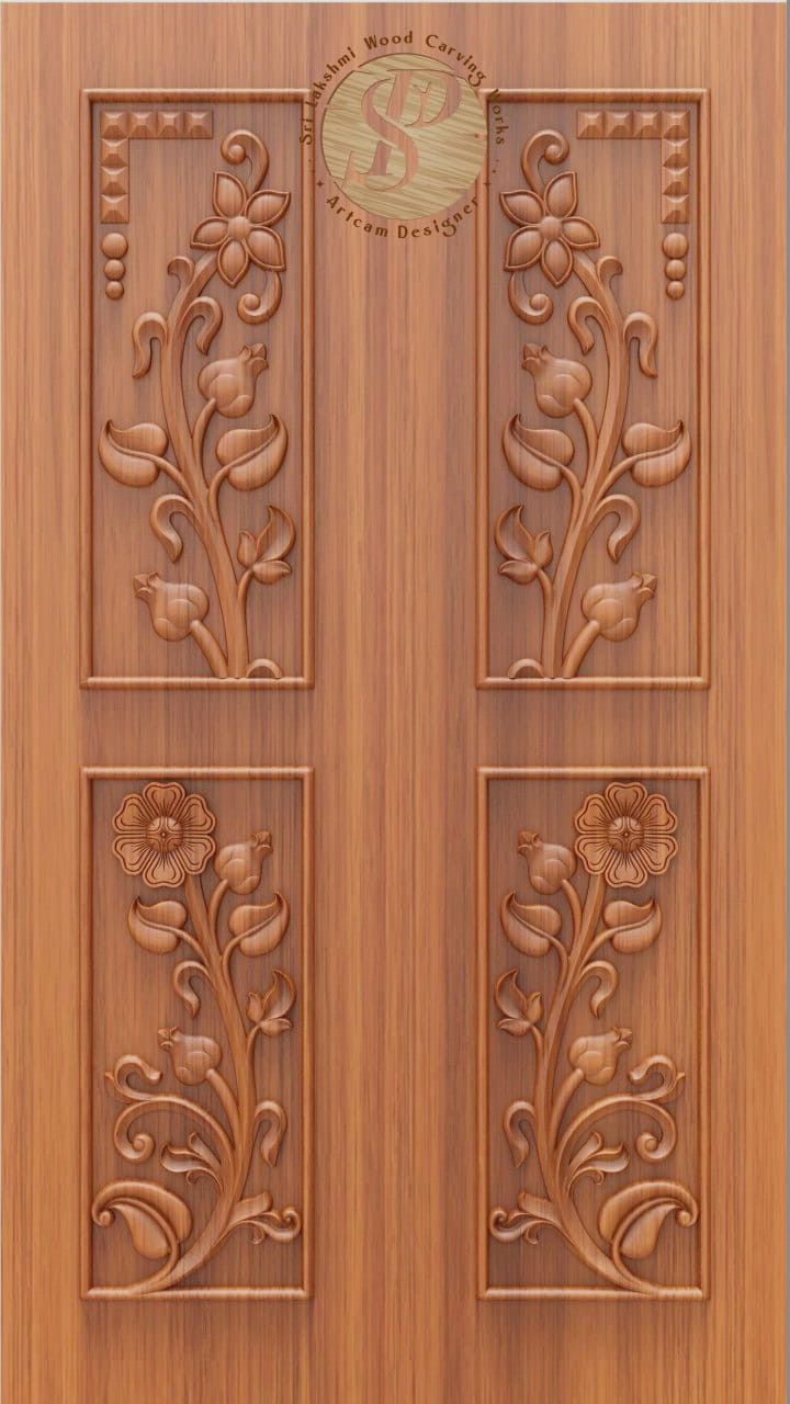 wood door flower design images