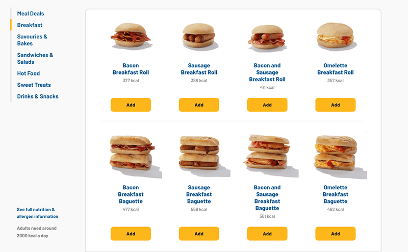 greggs platters menu