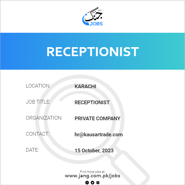 government hospital receptionist jobs