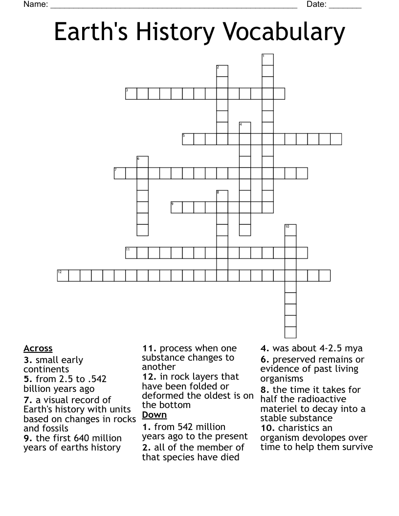 a billion years crossword