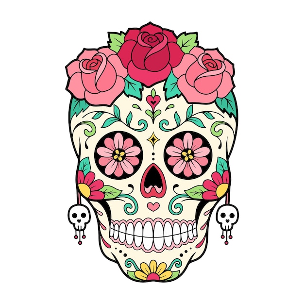 mexican skull with roses