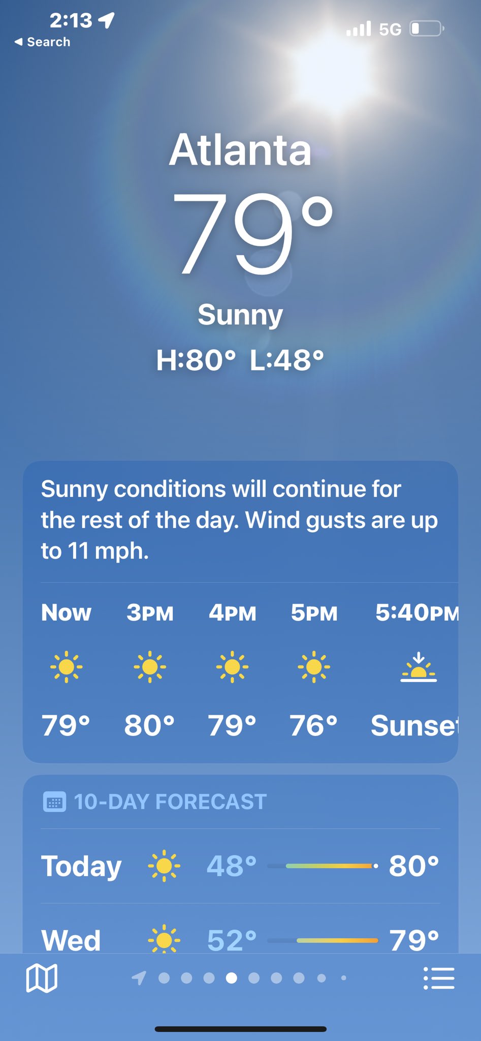 atlanta 10 day weather