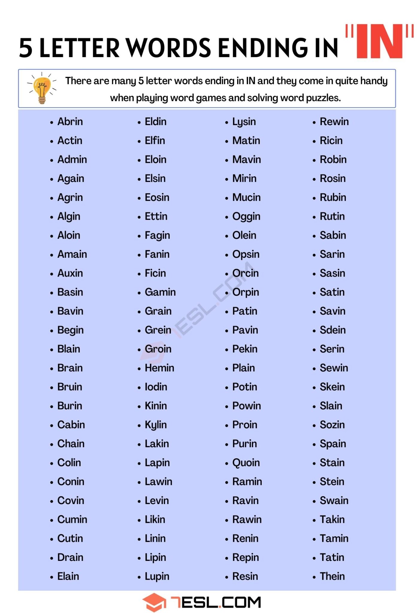 5 letter words that end with i