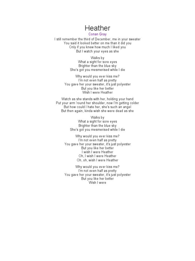 conan gray heather lyrics